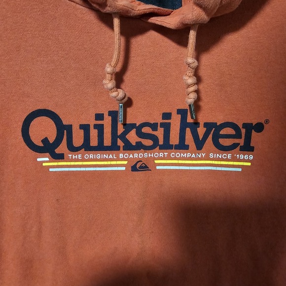 Quiksilver Hoodies Mens Large Red Tropical‎ Lines Screen Fleece Pullover - Picture 2 of 11